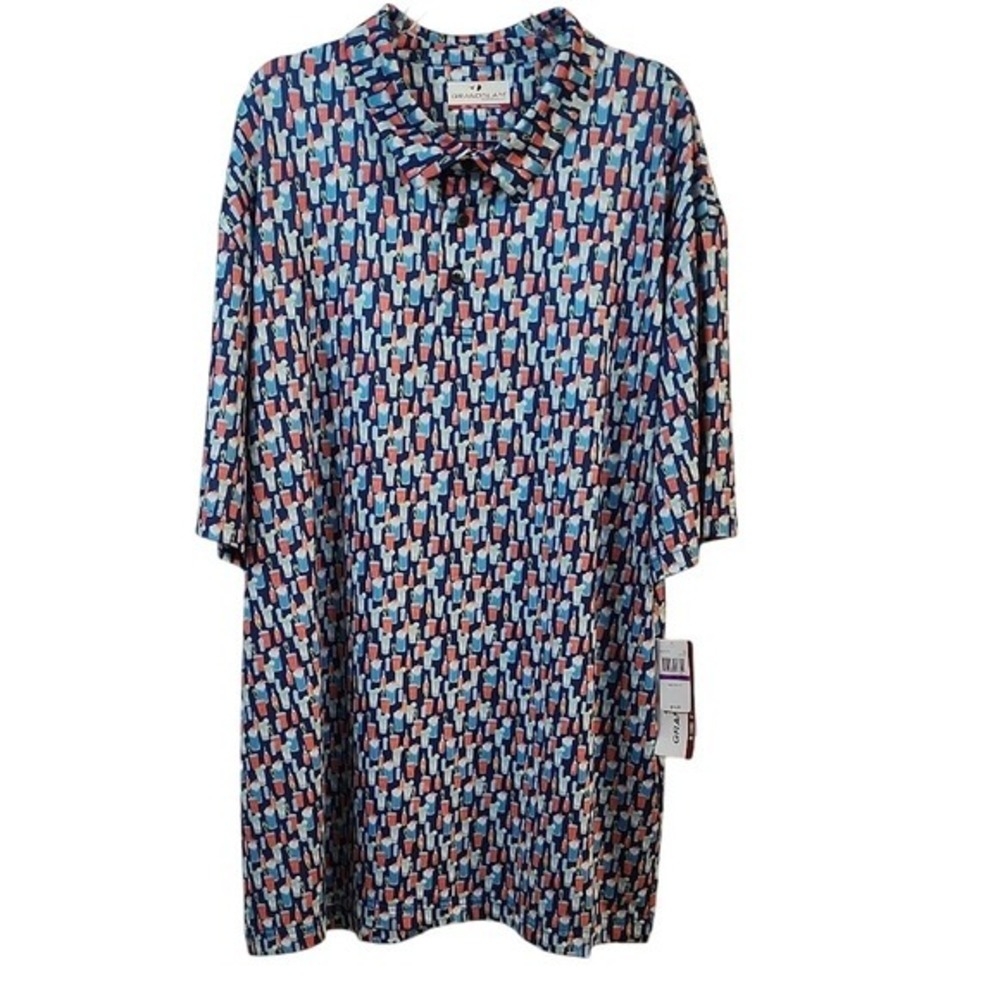 Grand Slam Golf Polo XXL Blue Cocktail Print Resortwear Athleisure
